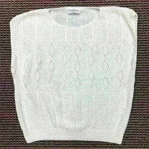 T Top Express By Sweaters USA White Knit Vest Women’s Large Made In USA